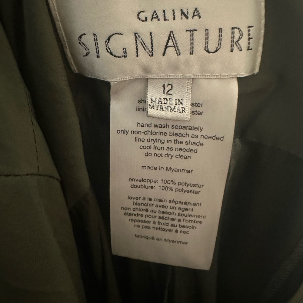 David’s Bridal Charmeuse Flutter-Sleeve A-Line Dress Martini Olive NWT - Picture 6 of 9
